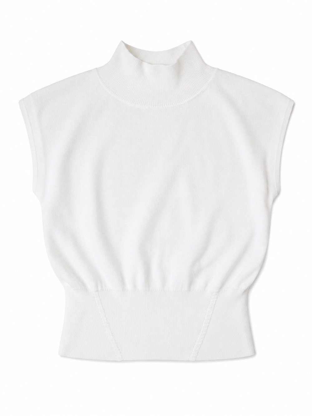 Pilcro Anthropologie White Mock Neck Cap Sleeve Sweater Top Quiet Luxury M